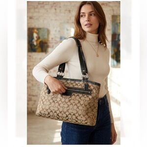 Coach Y2K  Brown and Black Signature Tote